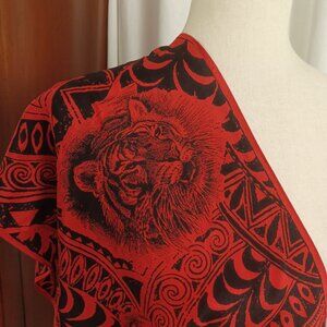 Vintage 90s Adrienne Vittadini Silk Tiger Scarf, 11 x 51"